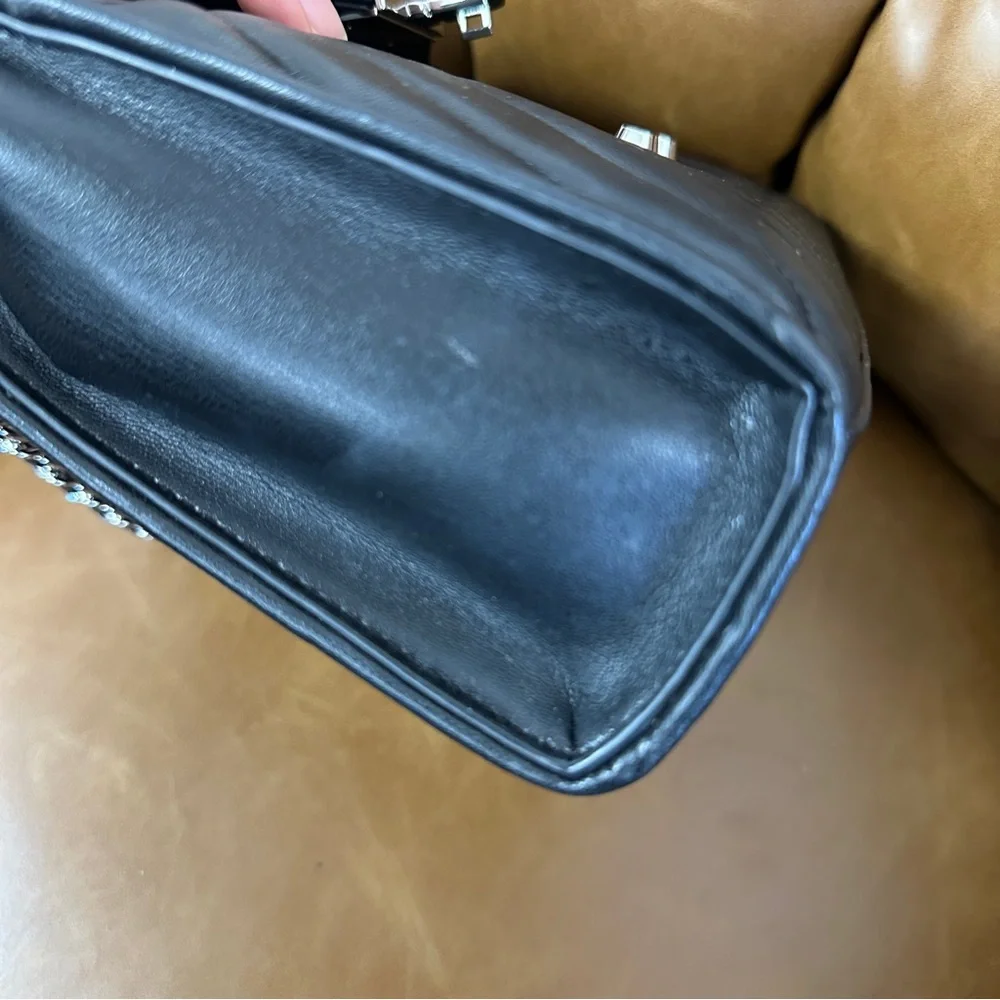 Michael Kors Black Quilted Leather Shoulder Bag with Silver Chain - Picture 5 of 7